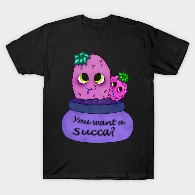 Pink and Purple You want A Succa? T-Shirt by Aventi